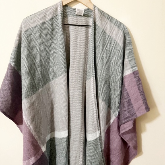 Woolrich Womens Gray Purple Striped Shaw One Size Winter - Picture 7 of 7